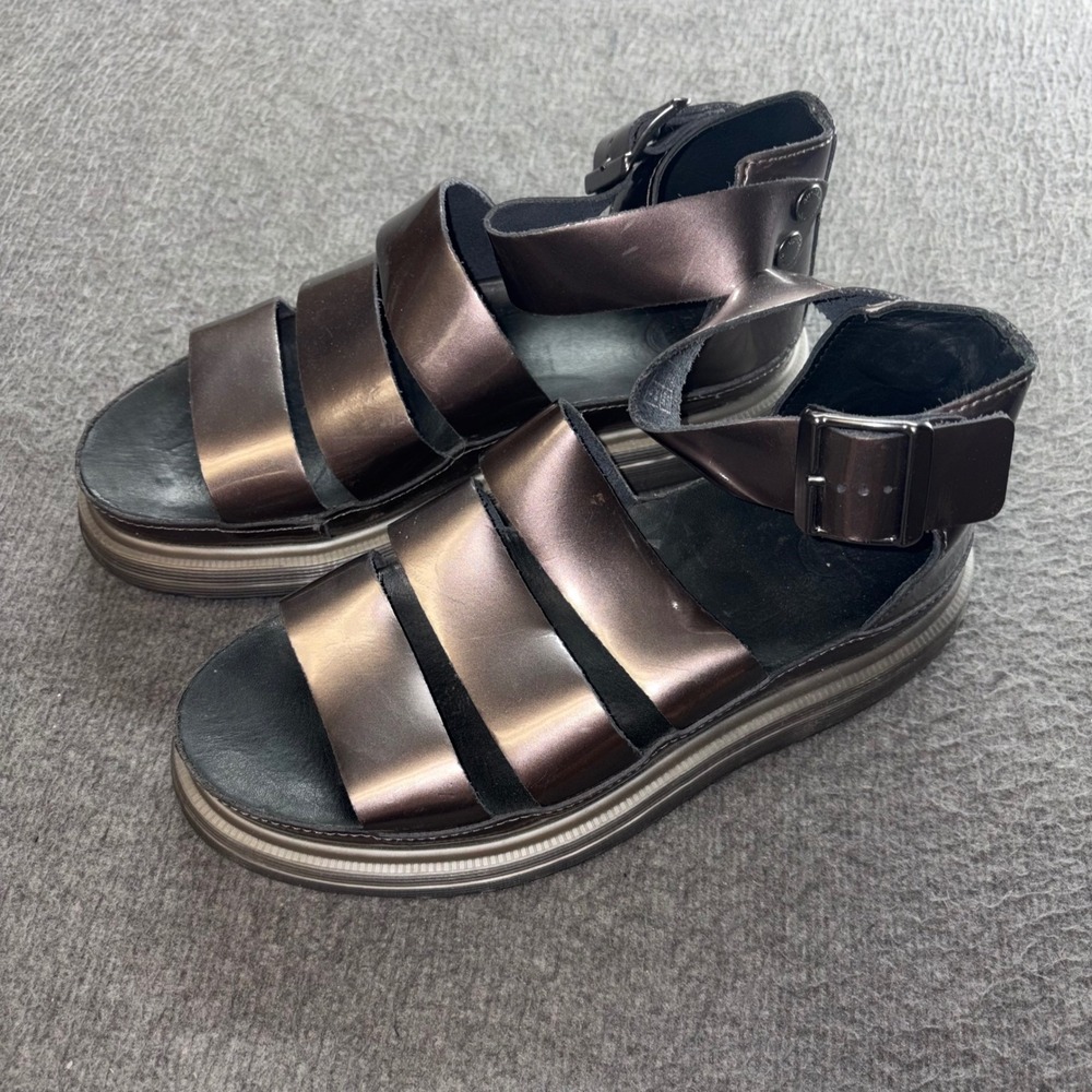 Dr. Martens Clarissa Metallic Pewter Gladiator Sandals AW009 Size 8 USL